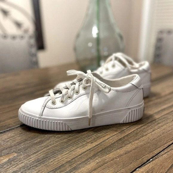 Keds Crew Kick White Leather Chunky Sneakers Preppy Casual Comfort Size 7 - Picture 1 of 8